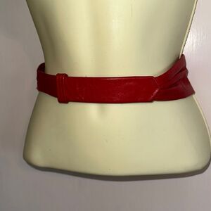 Vintage 80s red‎ leather belt -Small